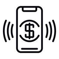 Smartphone money payment icon, outline style vector