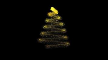 Animated glowing golden Christmas tree with sparkling star particles. Holiday and Christmas Day Concept. 4k Backgrounds video