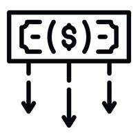 icono de efectivo en dólares, estilo de esquema vector