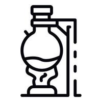 Burning chemical flask icon, outline style vector