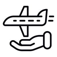 Fly airplane protection icon, outline style vector