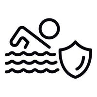 icono de seguro de natación, estilo de contorno vector