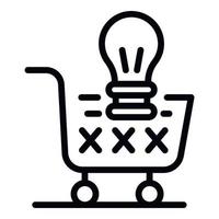 icono de carrito de la tienda de marketing, estilo de esquema vector