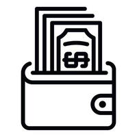Money wallet icon, outline style vector