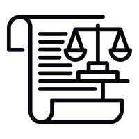 Justice paper balance icon, outline style vector