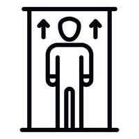 Man in elevator up arrows icon, outline style vector