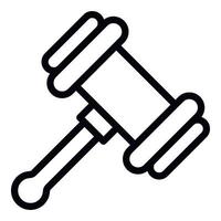 Wood judge hammer icon, outline style vector