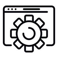 Application window and gear icon, outline style vector