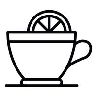 Hot tea lemon cup icon, outline style vector