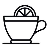 icono de taza de limón de té caliente, estilo de esquema vector