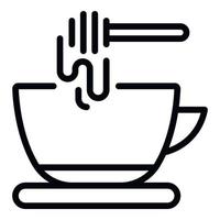 té con icono de miel, estilo de esquema vector