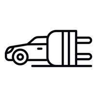 Electric car from a plug icon, outline style vector