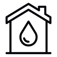 House with a drop icon, outline style vector