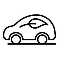 Electric car with a leaf icon, outline style vector