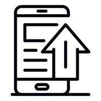 Smartphone upload icon, outline style vector