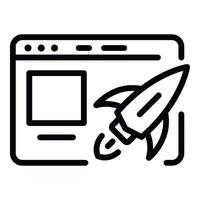 Web page startup rocket icon, outline style vector