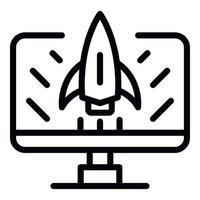 Rocket startup monitor icon, outline style vector