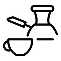 icono de taza turca de café caliente, estilo de contorno vector