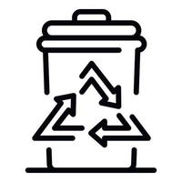 Garbage bin icon, outline style vector