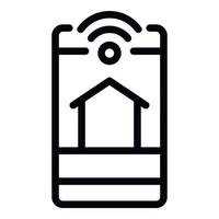 Smartphone home control icon, outline style vector