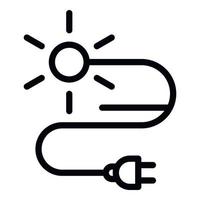 Solar energy wire plug icon, outline style vector