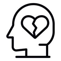 Depression heart man icon, outline style vector