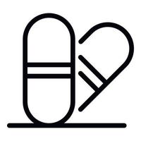 Medical capsules icon, outline style vector