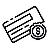 Bankrupt credit card icon, outline style vector