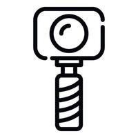 Selfie stick and action camera icon, outline style vector