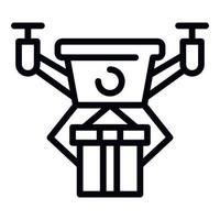 Security drone delivery icon, outline style vector