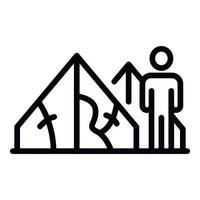 Homeless man tent icon, outline style vector