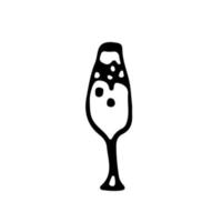 Drink dishes wine glass. Line art hand drawn illustration. Black vector sketch isolated on white.