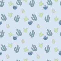 doodle cactuses pattern vector