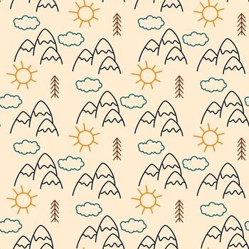 doodle mountains pattern vector