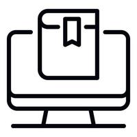 Book in computer icon, outline style vector