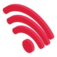 icono wifi rojo, estilo isométrico vector