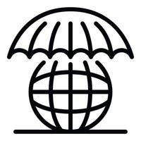 Globe under an umbrella icon, outline style vector