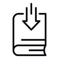 Book and down arrow icon, outline style vector