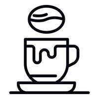 Cup of coffee and bean icon, outline style vector