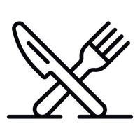 Crossed knife fork icon, outline style vector