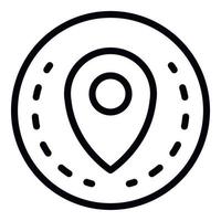 Circle location pin icon, outline style vector