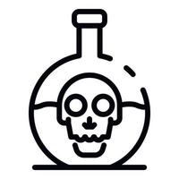 icono de la olla química del cráneo, estilo de contorno vector