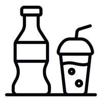 Soda bottle cup icon, outline style vector