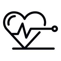 Heart and pulse icon, outline style vector