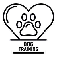 Dog paw in the heart logo, outline style vector