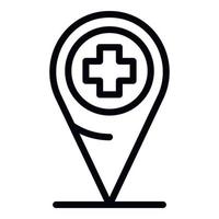 Hospital geotag icon, outline style vector