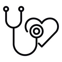 estetoscopio e icono del corazón, estilo de esquema vector