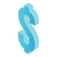Blue dollar sign icon, isometric style vector
