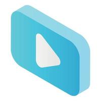 Blue video button icon, isometric style vector