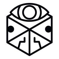 Cube eye alchemy icon, outline style vector